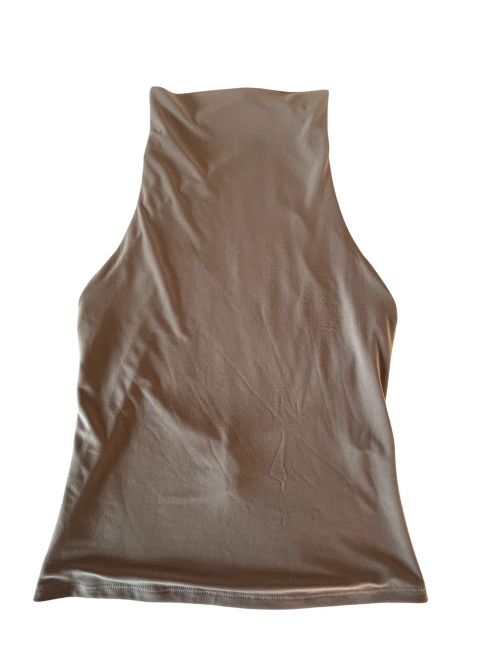 Aritzia Sleeveless High Neck Tank Top - Taupe Beige
